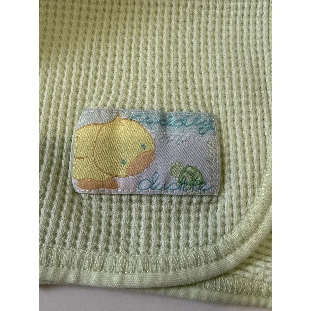 VTG Tykes by Carters Rare Green Cuddly Duckie Patch Thermal‎ Baby Blanket Y2K